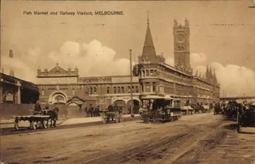 Ak Melbourne Australien, Fish Market, Railway Viaduct