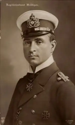 Ak Otto Weddigen, Marineoffizier, Kapitänleutnant, Portrait in Uniform, Eisernes Kreuz