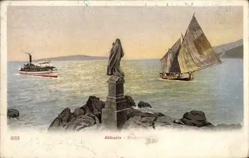 Ak Opatija Abbazia Kroatien, Madonna, Segelschiff, Dampfer