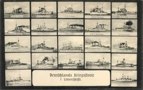 Ak Deutsche Kriegsschiffe, Linienschiffe, SMS Preußen, SMS Wettin, SMS Baden, SMS Woerth