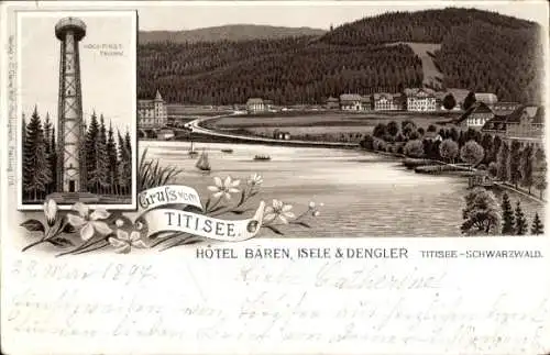 Litho Titisee Neustadt Breisgau Hochschwarzwald, Hotel Bären, Isele Dengler, Hochfirstturm