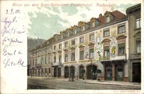 Ak Karlsruhe in Baden, Hotel-Restaurant Friedrichshof