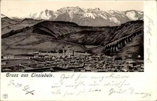 Litho Einsiedeln Kanton Schwyz Schweiz, Gesamtansicht