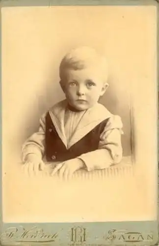 Kabinett Foto Żagań Sagan Schlesien, Kinderportrait, kleiner Junge