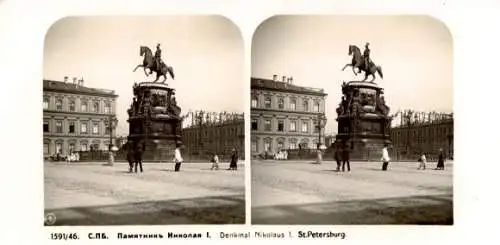 Stereo Foto Petrohrad Petersburg Reg. Aussig, Denkmal Nikolaus I