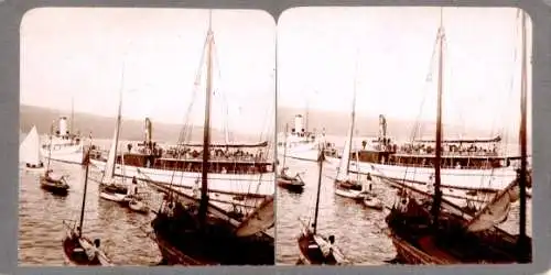 Stereo Foto Rijeka Fiume Kroatien, Schiffe im Hafen