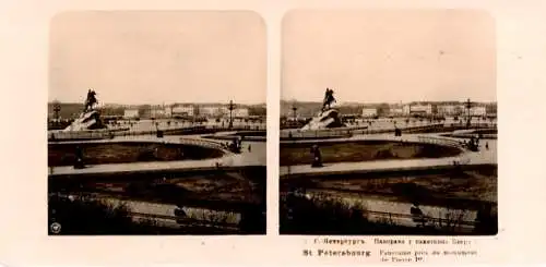 Stereo Foto Petrohrad Petersburg Reg. Aussig, Panorama, Denkmal