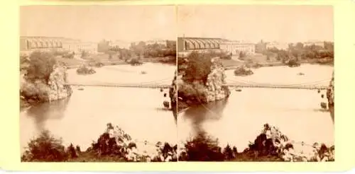 Stereo Foto Frankfurt am Main, Palmengarten, Panorama vom Schweizerhäuschen