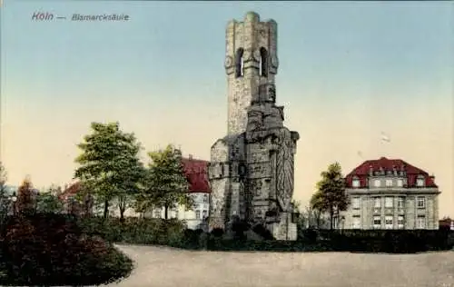 Ak Köln am Rhein, Bismarcksäule, Wohnhäuser