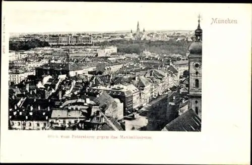 Ak München, Blick vom Petersturm gegen das Maximilianeum