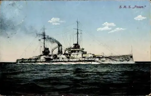 Ak Deutsches Kriegsschiff, SMS Posen, Kaiserliche Marine