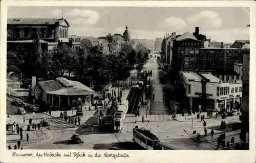 Ak Hannover in Niedersachsen, Kröpcke, Georgstraße, Straßenbahn