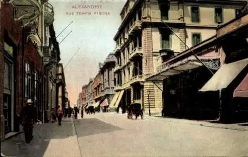 Ak Alexandria Ägypten, Tewfik-Pascha-Straße