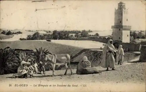 Ak El Oued Algerien, Die Moschee und Gärten von Souf