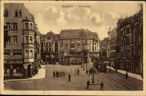 Ak Barmen Wuppertal, Altermarkt, Geschäft W. Jacobs, Straßenbahn