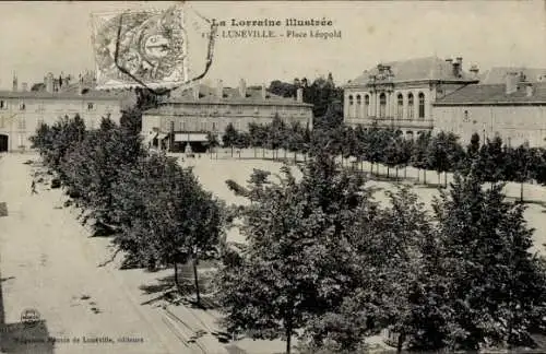 Ak Luneville Meurthe et Moselle, Place Leopold