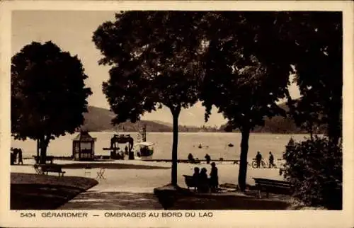 Ak Gérardmer Lothringen Vosges, Ombrages au Bord du Lac
