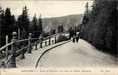 Ak Gérardmer Lothringen Vosges, Route de Munster, vue prise de l'Hotel Altenberg