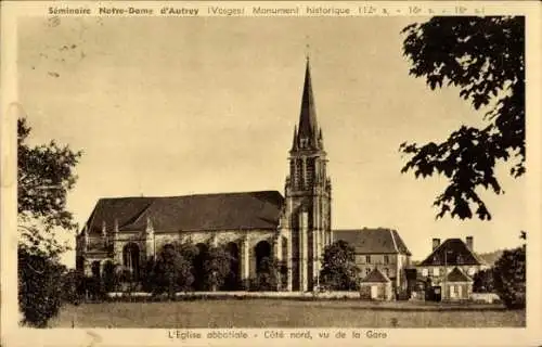 Ak Autrey Vosges, Seminaire Notre-Dame, l'Eglise abbatiale, Cote nord, vu de la Gare