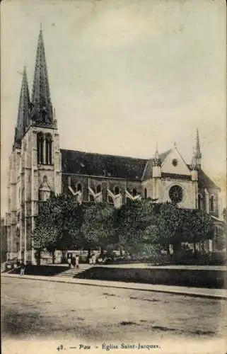 Ak Pau Pyrénées-Atlantiques, Kirche St Jacques