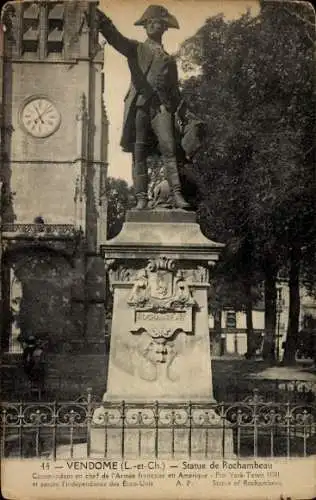 Ak Vendôme Loir et Cher, Statue de Rochambeau