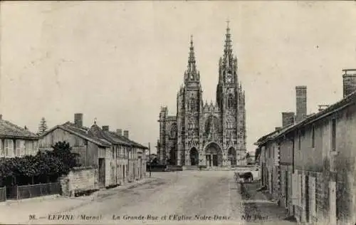 Ak L'Épine Marne, Grande Rue, Kirche Notre-Dame