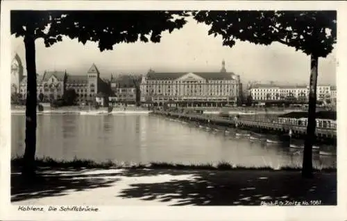 Ak Koblenz am Rhein, Schiffsbrücke