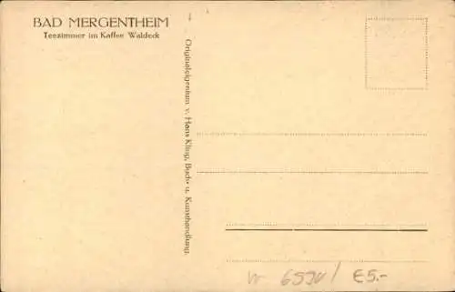 Ak Bad Mergentheim in Tauberfranken, Teezimmer im Kaffee Waldeck