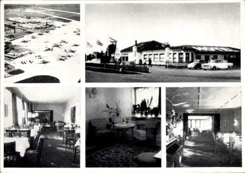 Ak Langenhagen in Niedersachsen, Hotel am Flughafen, Flugzeuge, Gastraum, Außenansicht