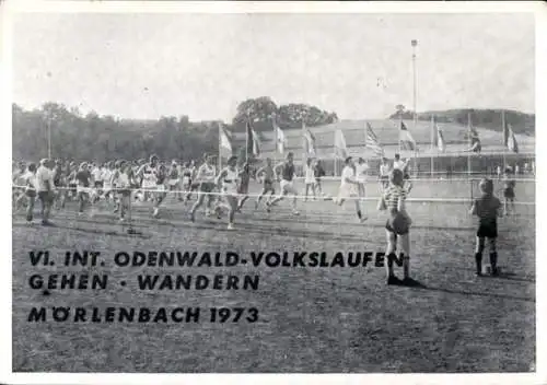 Ak Mörlenbach im Odenwald Hessen, VI. int. Odenwald-Volkslaufen, 1973