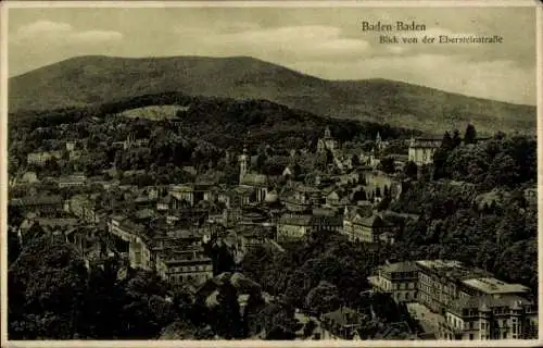 Ak Baden Baden am Schwarzwald, Blick von Ebersteinstraße, Panorama