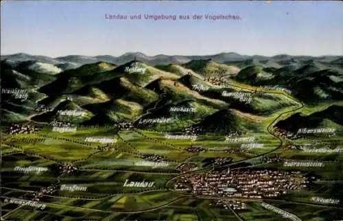 Landkarten Ak Landau in der Pfalz, Panorama