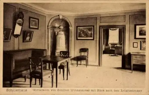 Ak Weimar in Thüringen, Schillerhaus, Wohnzimmer und Arbeitszimmer