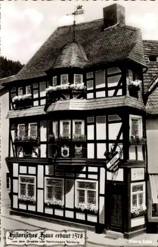 Ak Adenau in der Eifel, historisches Haus, Blaue Ecke, Fachwerkhaus