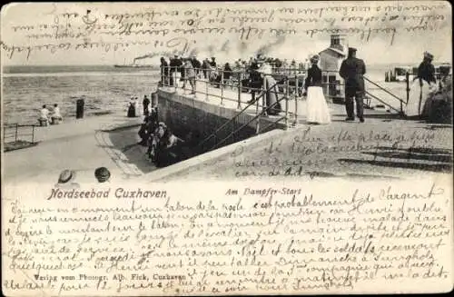 Ak Nordseebad Cuxhaven, Am Dampfer-Start