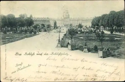 Ak Karlsruhe in Baden, Schloss, Schlossplatz