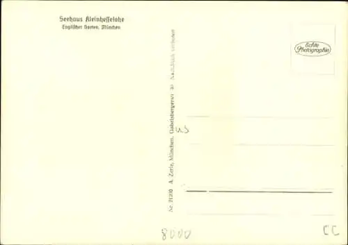 Ak München, Seehaus Kleinhesselohe, Englischer Garten