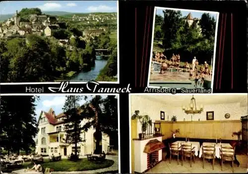 Ak Arnsberg im Sauerland Westfalen, Hotel Haus Tanneck, Panorama, Freibad, Park