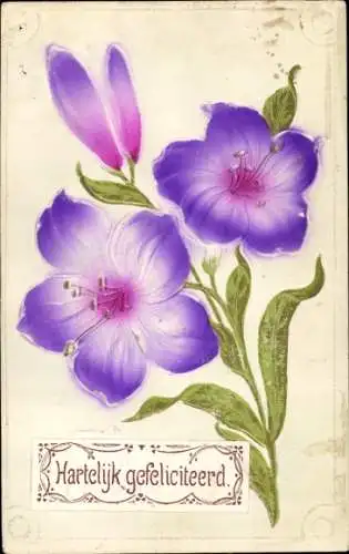 Ak Glückwunsch, Violette Blumen, Blüten