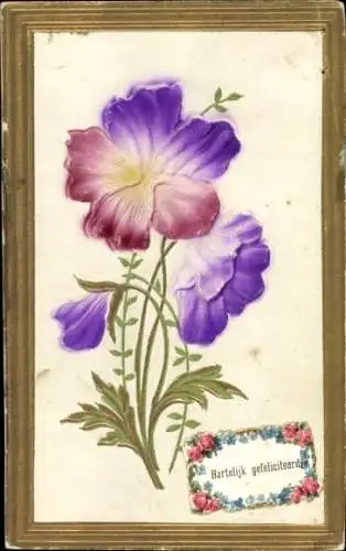 Ak Glückwunsch, Blühende violette Blume