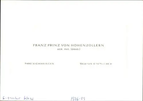 Ak Franz Joseph von Hohenzollern, Portrait, Autogramm