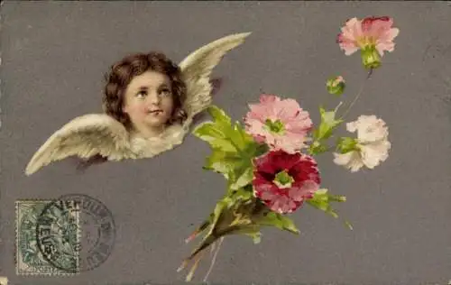 Litho Engel, Blumen, Kitsch