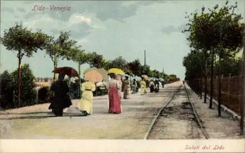 Ak Lido di Venezia Veneto, Allee, Spaziergänger