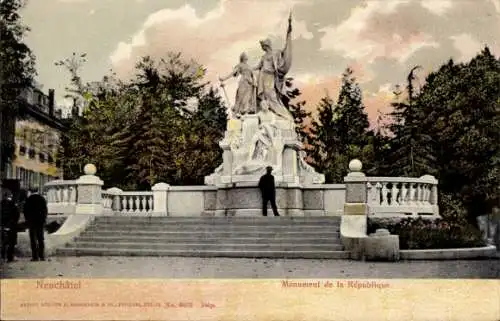 Ak Neuchâtel Stadt Neuchâtel, Denkmal der Republik