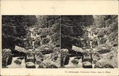 Stereo Ak Cascade dans le Hartz, Wasserfall im Harz