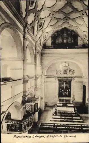 Ak Augustusburg im Erzgebirge, Innenansicht der Kirche, Orgel, Liedanzeiger