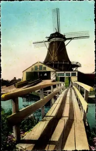 Ak Den Helder Nordholland Niederlande, Windmühle, Brücke