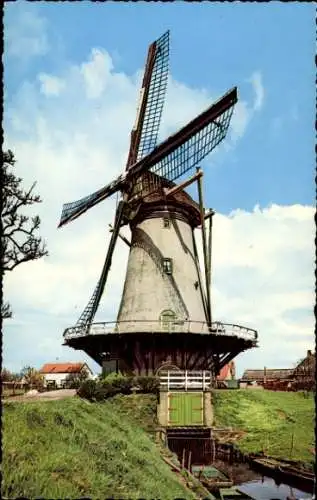 Ak Niederlande, Windmühle, Häuser