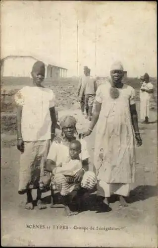 Ak Senegal, Afrikaner, Familienbild, Kinder, Frauen