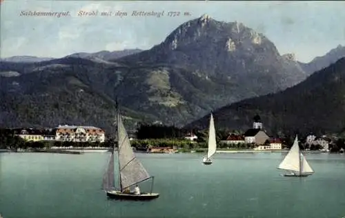 Ak Strobl in Salzburg, Blick vom Wasser, Ort mit Rettenkogl, Nummer 1064